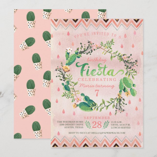 Invitaciones de la fiesta de cumpleaños de la (Anverso / Reverso)