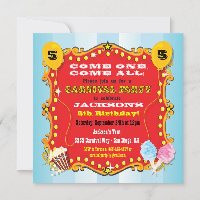 Invitaciones de la fiesta de cumpleaños de la (Anverso)