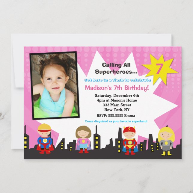 Invitaciones de la fiesta de cumpleaños de la foto (Anverso)