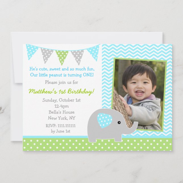 Invitaciones de la fiesta de cumpleaños de la foto (Anverso)