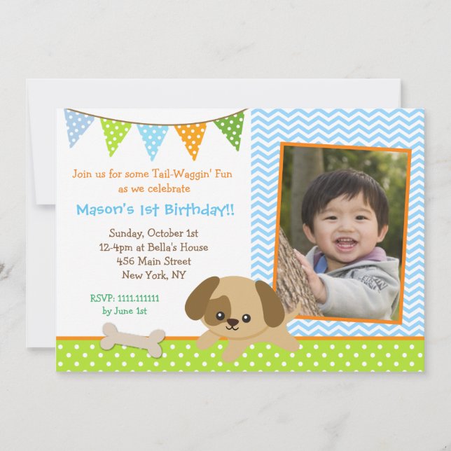 Invitaciones de la fiesta de cumpleaños de la foto (Anverso)
