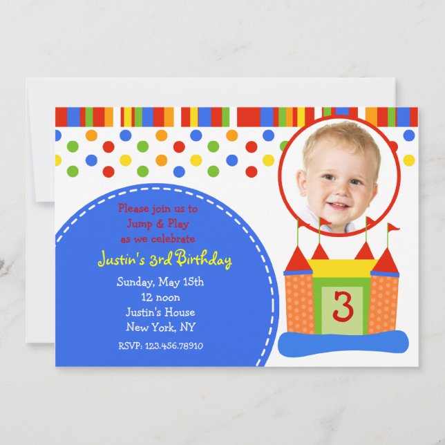 Invitaciones de la fiesta de cumpleaños de la foto (Anverso)