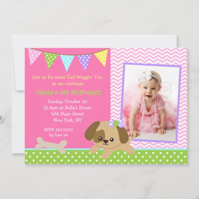 Invitaciones de la fiesta de cumpleaños de la foto (Anverso)