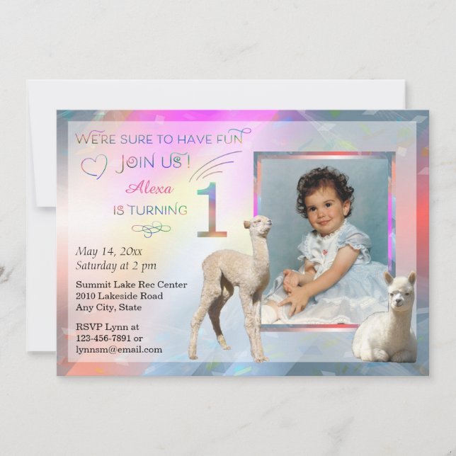 Invitaciones de la fiesta de cumpleaños de la niña (Anverso)
