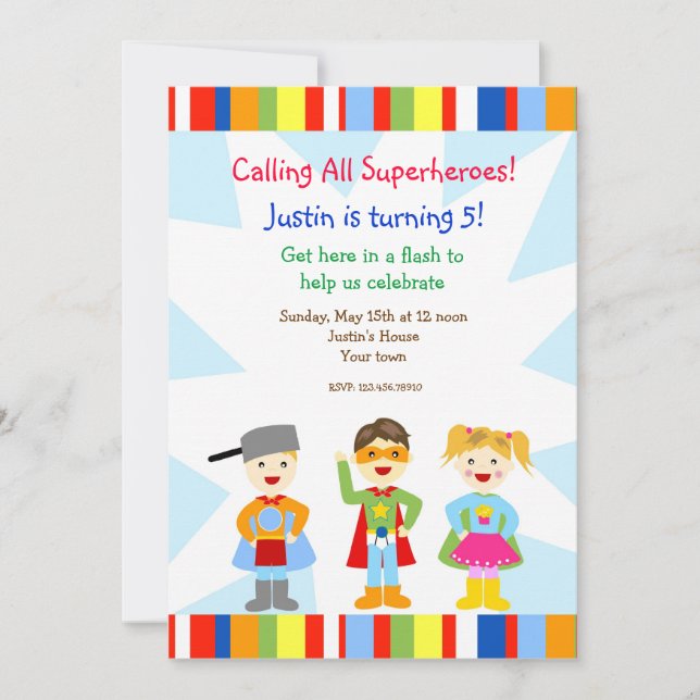 Invitaciones de la fiesta de cumpleaños de los (Anverso)