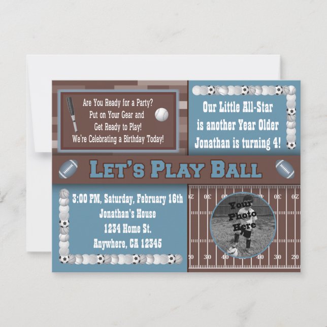 Invitaciones de la fiesta de cumpleaños de los (Anverso)