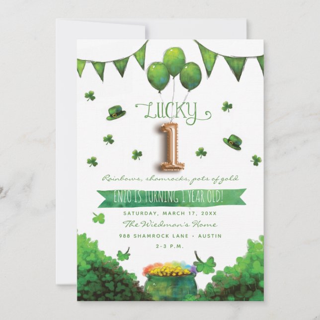 Invitaciones de la fiesta de cumpleaños del día de (Anverso)