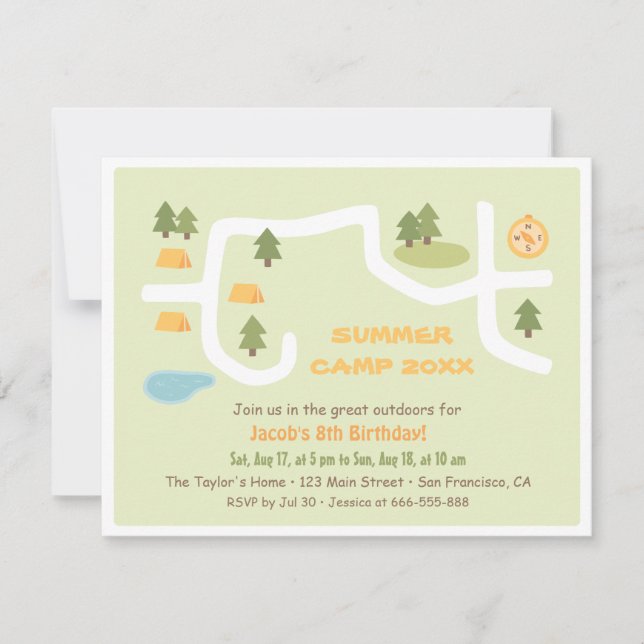 Invitaciones de la fiesta de cumpleaños del mapa (Anverso)