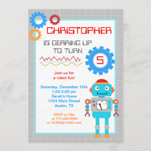 Invitaciones de la fiesta de cumpleaños del robot