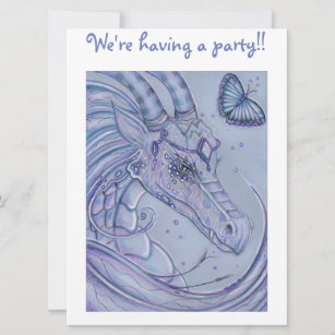 Invitaciones de la fiesta de dragones de lavanda e