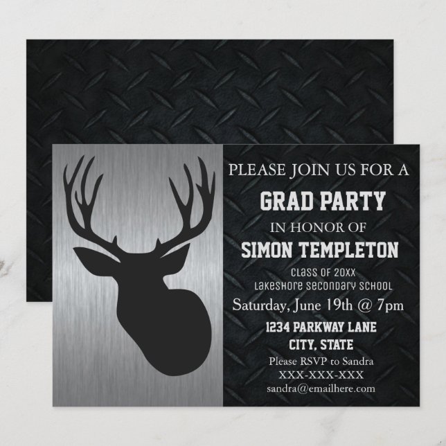 Invitaciones de la fiesta de graduación de la caza (Anverso / Reverso)