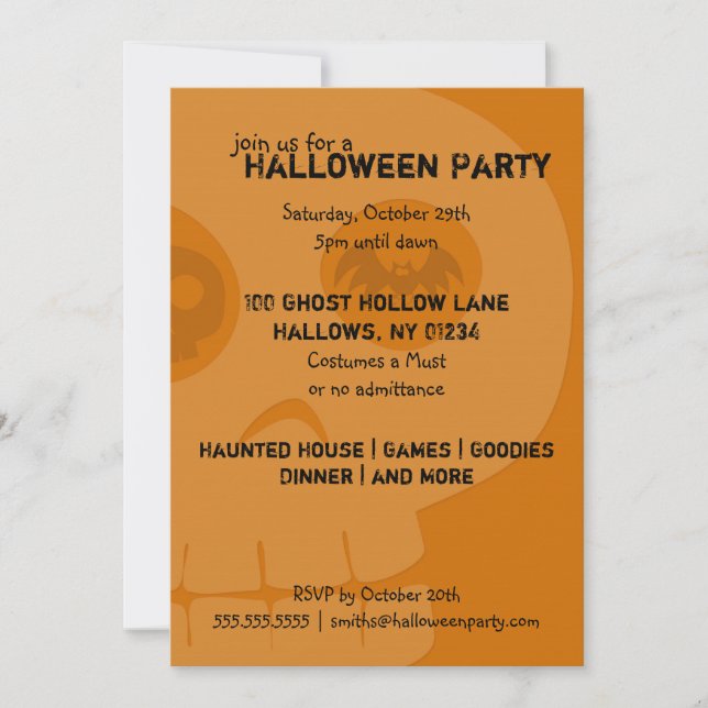 Invitaciones de la fiesta de Halloween con táctica (Anverso)