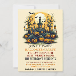 Invitaciones de la fiesta de Halloween en el cemen