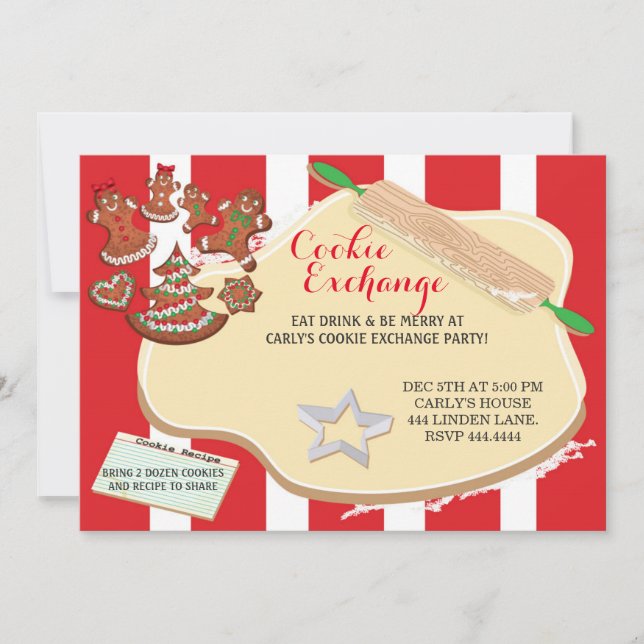 Invitaciones de la fiesta de intercambio de cookie (Anverso)