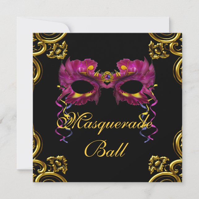 Invitaciones de la fiesta de la mascarada de color (Anverso)