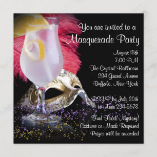 Invitaciones de la fiesta de la mascarada negra ro