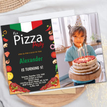 Invitaciones de la fiesta de la pizza de personali
