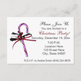 Invitaciones de la fiesta de Navidad del bastón de