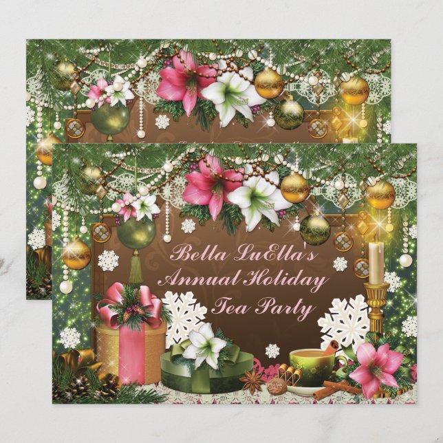 Invitaciones de la fiesta de Navidad del día de (Anverso / Reverso)