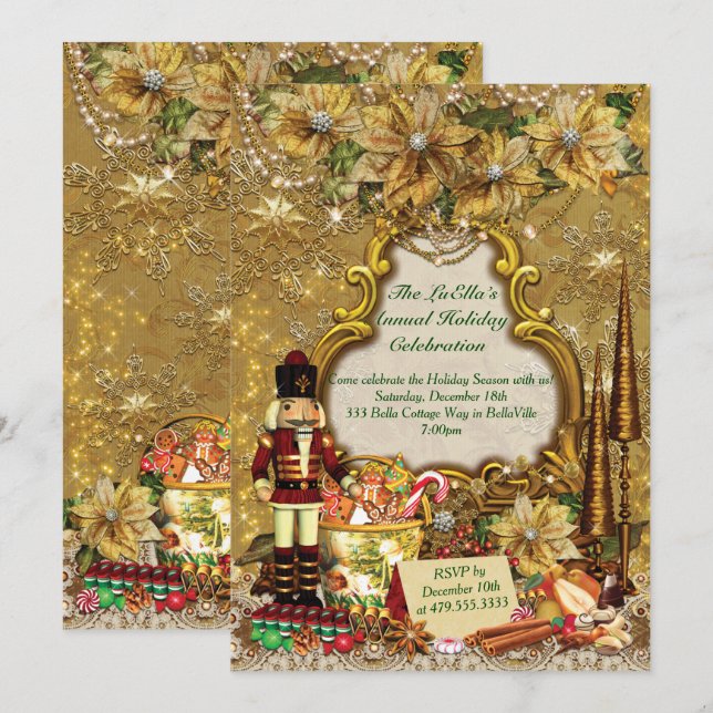 Invitaciones de la fiesta de Navidad del día de (Anverso / Reverso)