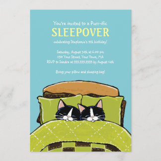 Invitaciones de la fiesta de pijamas del gatito el