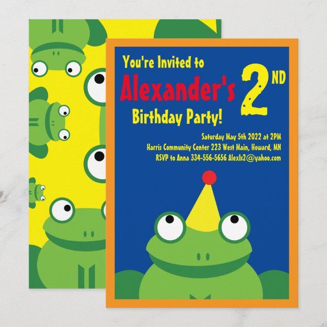 Invitaciones de la fiesta del cumpleaños del niño (Anverso / Reverso)