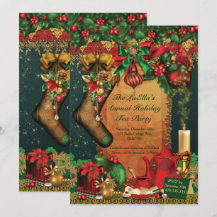 Invitaciones de la fiesta del té del navidad del