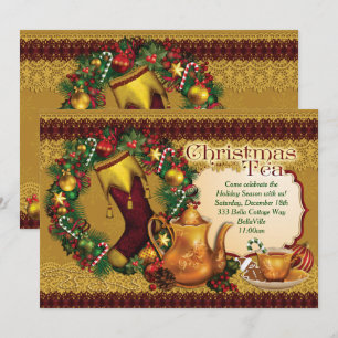 Invitaciones de la fiesta del té del navidad del