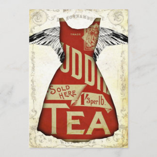 Invitaciones de la fiesta del té vestidas en rojo