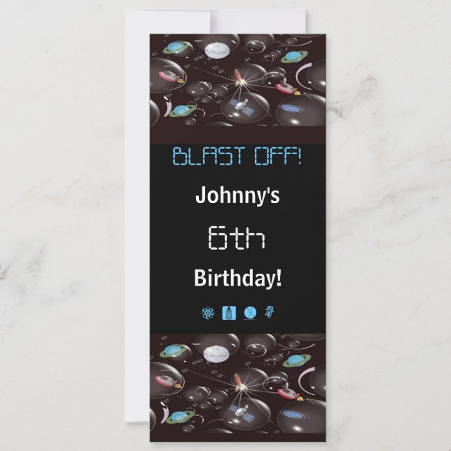 Invitaciones de la fiesta espacial (Anverso)