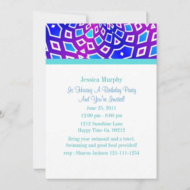 Invitaciones de la fiesta Kaleidoscope (Anverso)