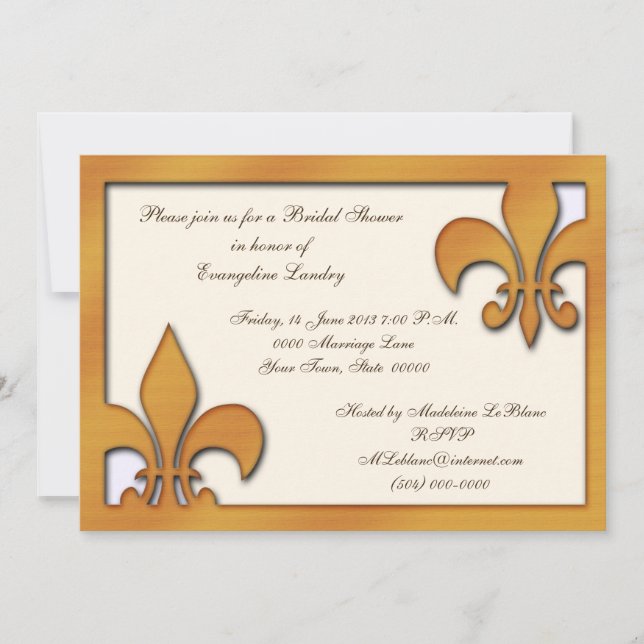 Invitaciones de la flor de lis del estilo rural (Anverso)