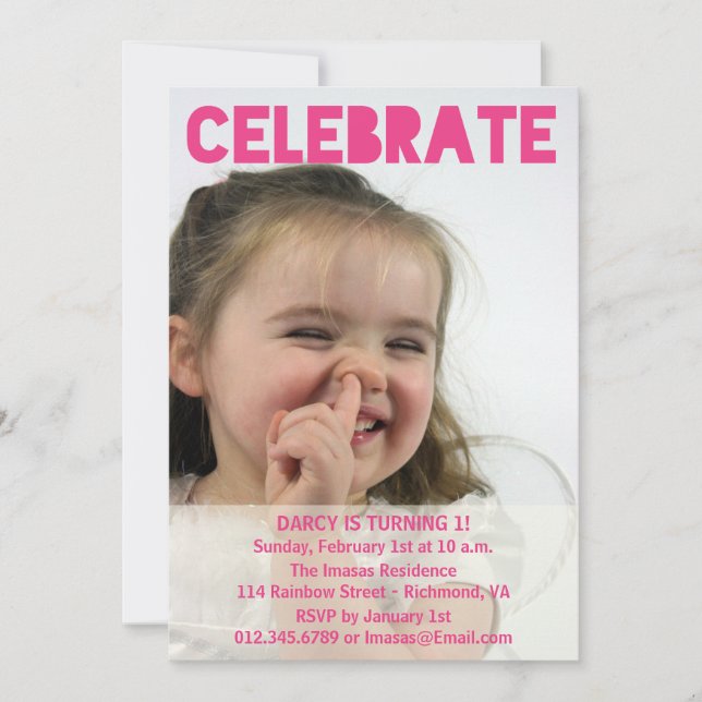 Invitaciones de la foto de la fiesta de cumpleaños (Anverso)