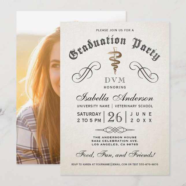 Invitaciones de la graduación de la escuela (Anverso / Reverso)