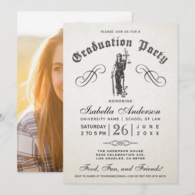 Invitaciones de la graduación del colegio de (Anverso / Reverso)