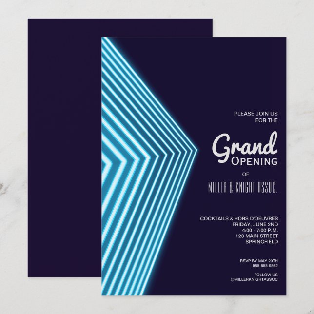 Invitaciones de la Gran Apertura del Neón Azul (Anverso / Reverso)