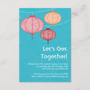 Invitaciones de la linterna de papel de la fiesta