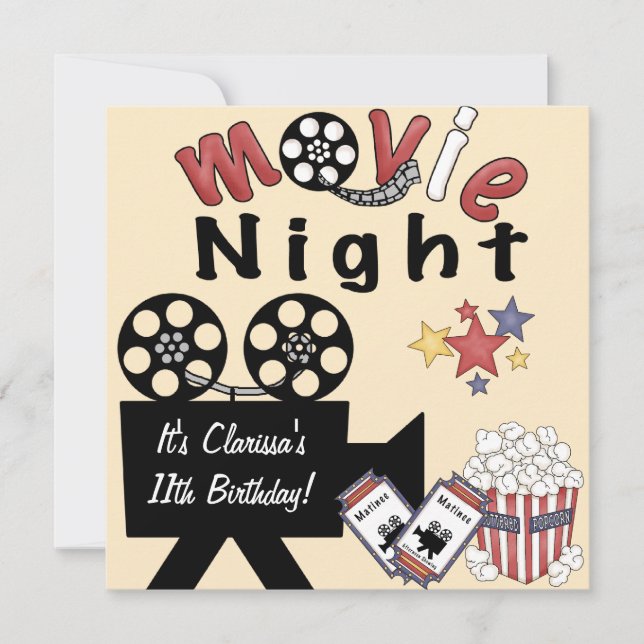 Invitaciones de la locura de la noche de película (Anverso)