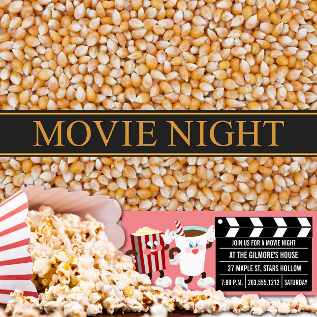 Invitaciones de la noche de la película (rosa) (Subido por el creador)