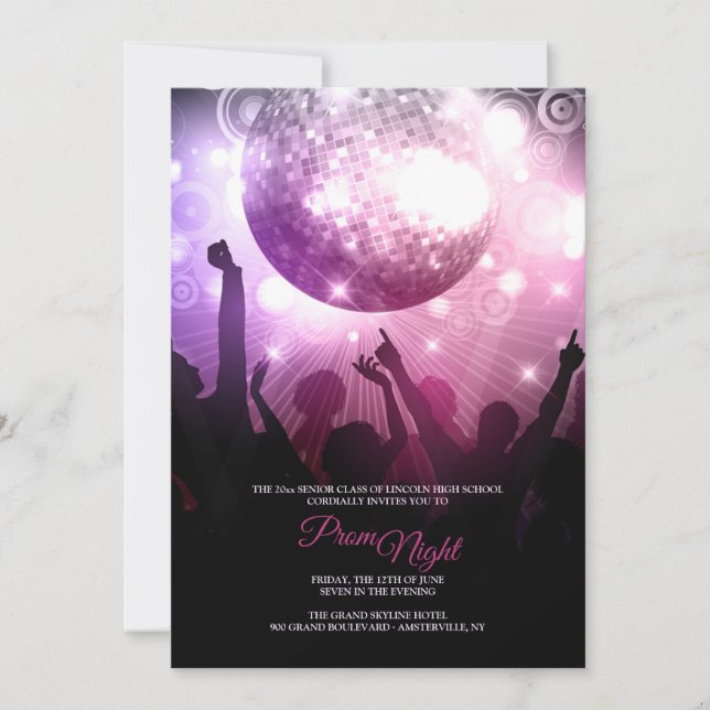 Invitaciones de la noche de Prom (Anverso)