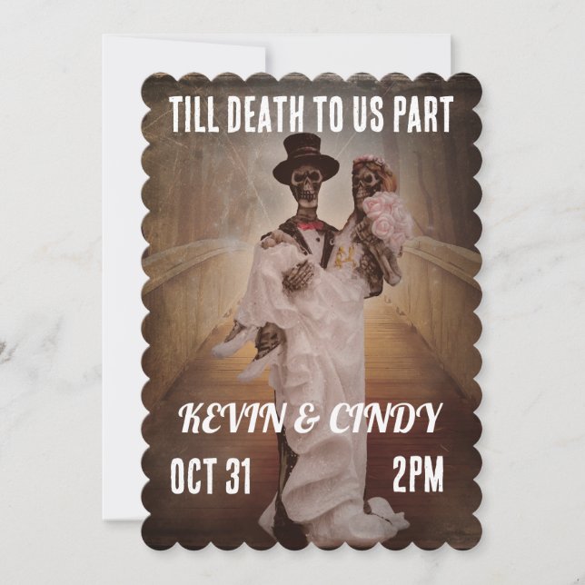 INVITACIONES DE LA PAREJA DE HALLOWEEN BODA SKELET (Anverso)