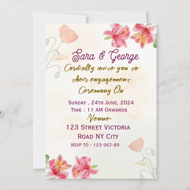 Invitaciones de la Parte de compromiso (Anverso)