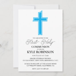 invitaciones de la primera comunión azul