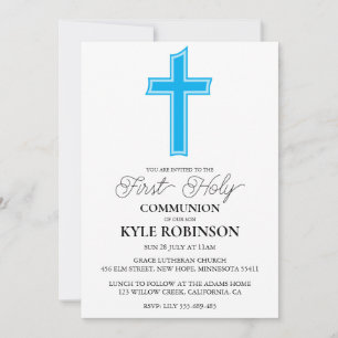 invitaciones de la primera comunión azul
