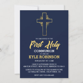 invitaciones de la primera comunión azul