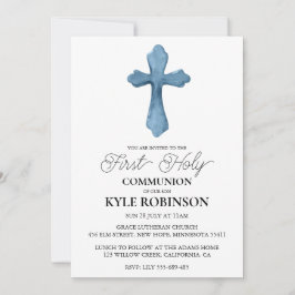 invitaciones de la primera comunión azul