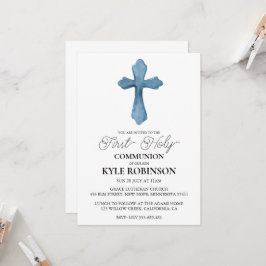 invitaciones de la primera comunión azul