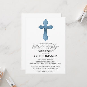 invitaciones de la primera comunión azul