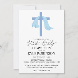 invitaciones de la primera comunión azul