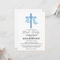 invitaciones de la primera comunión azul